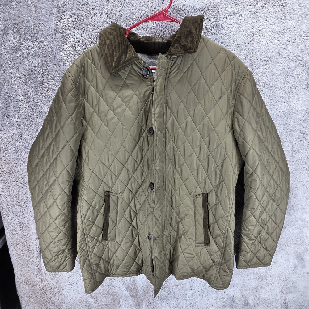 Maus & Hoffman Jacket Mens XL Green Quilted Lined Corduroy Collar Italy IT 54